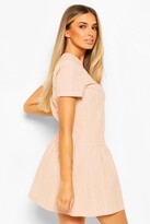 Thumbnail for your product : boohoo Linen Stripe Button Detail Smock Dress