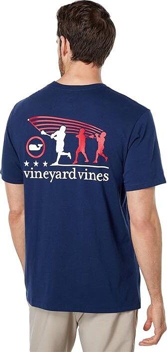 Vineyard Vines Short Sleeve Lacrosse Wind Up Pocket T-Shirt Men's T Shirt Blue Blazer : XS, Cotton