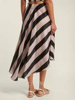 Thumbnail for your product : Apiece Apart Turkanna Striped Silk And Linen Blend Skirt - Womens - Purple Stripe