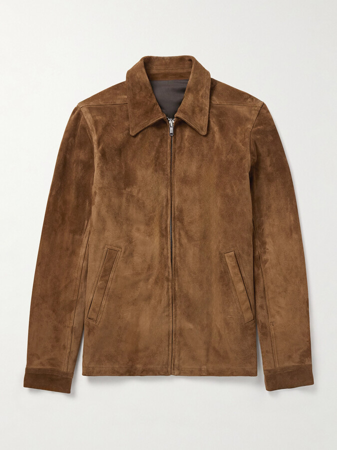 Rick Owens Brad Webbing-Trimmed Suede Bomber Jacket