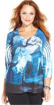 Thumbnail for your product : Style&Co. Mixed-Print Henley Top