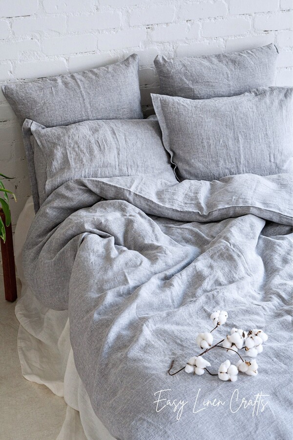 Etsy Linen Duvet Cover Set With 2 Pillowcases - Double Queen King Custom