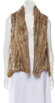 White + Warren Fur-Paneled Wool Cardigan