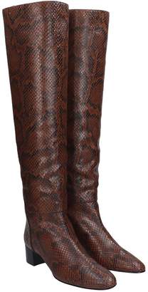 Giuseppe Zanotti Doreen Low Heels Boots In Brown Leather