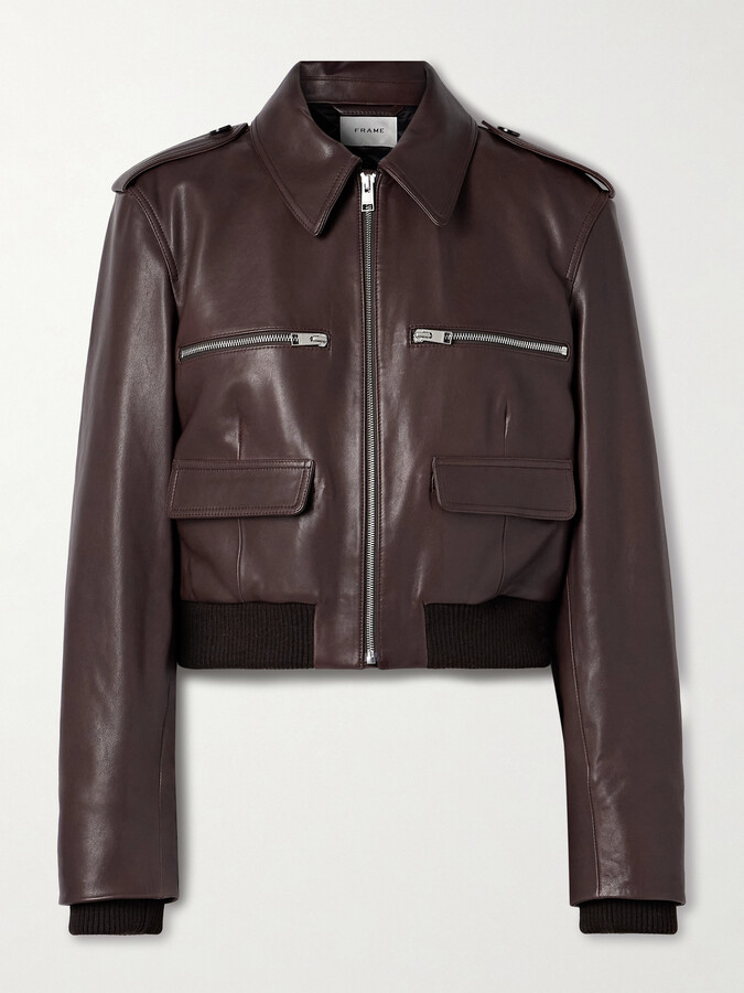 Frame The Aviator Leather Jacket - Brown
