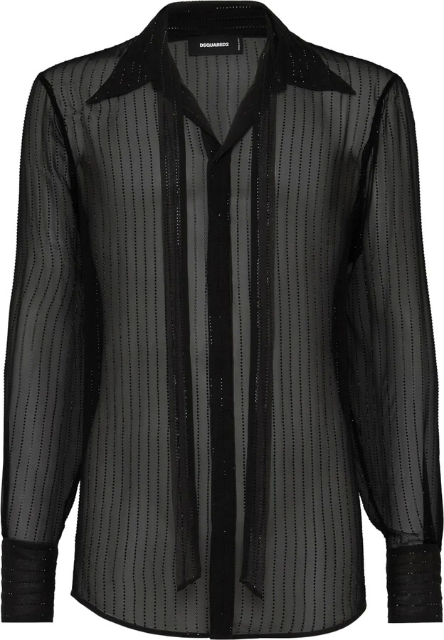 DSQUARED2 Crystal-Embellished Sheer Shirt