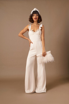 white jumpsuit ruffle