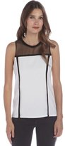 Thumbnail for your product : A.L.C. black and white woven colorblock sheer back 'Zaha' sleeveless top