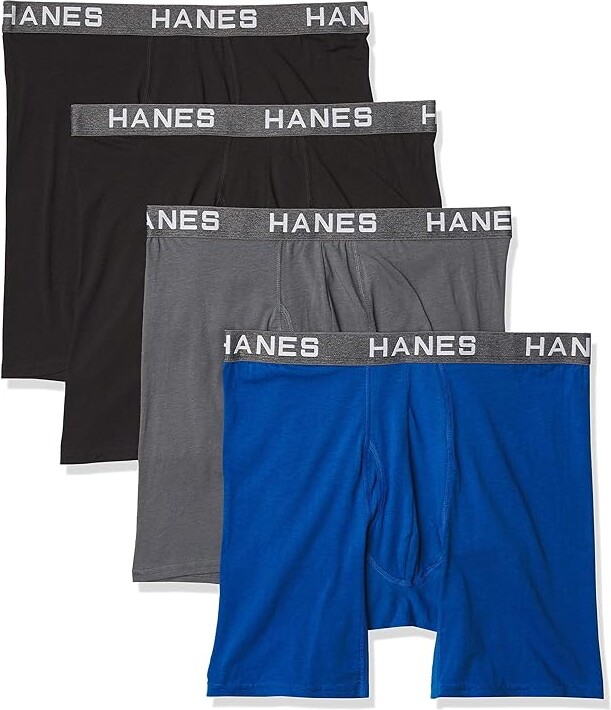 Hanes Explorer Men's Boxer Briefs Underwear, Red/Blue, 2-Pack