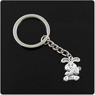 Nobrand No brand fashion men 30mm keychain DIY metal holder chain vintage bunny carrot 2115mm antique silver pendant