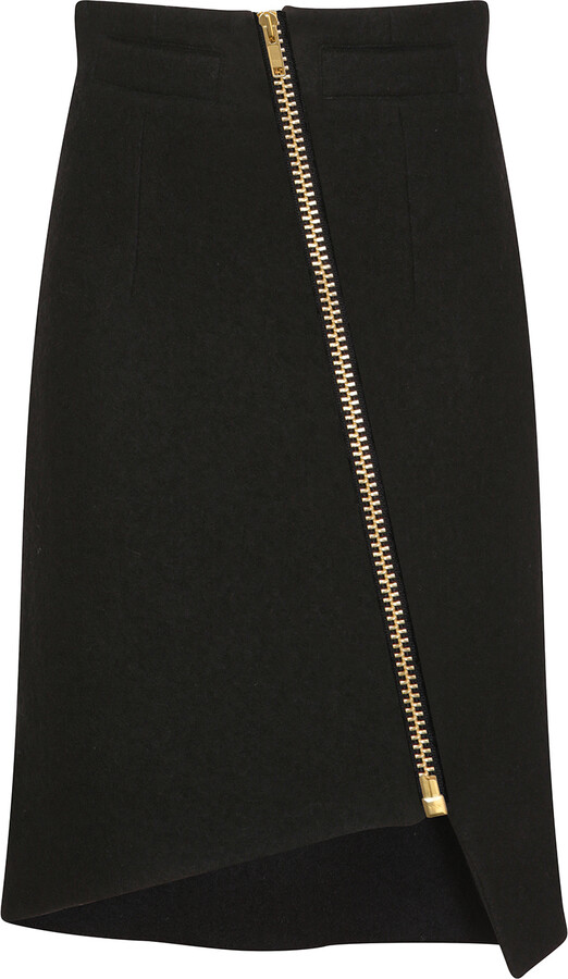 F.j.k by Farah Kadhimi Black Kim The High Sculpted Waist Skirt With Asymmetric Front