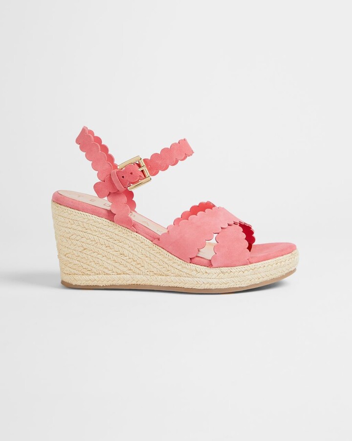 Ted Baker Scalloped Wedge Espadrille Sandal in Pink - ShopStyle