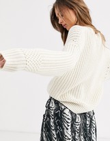 Thumbnail for your product : Topshop chunky knit jumper with crew neck in ivory