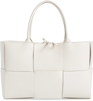 large white leather tote