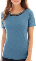 Thumbnail for your product : JCPenney A.N.A a.n.a Short-Sleeve Embellished-Neck T-Shirt