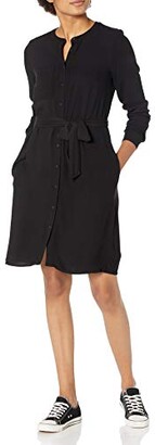 Amazon Essentials Women's Long-Sleeve Banded Collar Shirt Dress