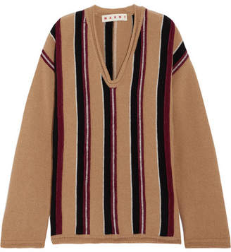 Marni Oversized Striped Wool Sweater - Beige