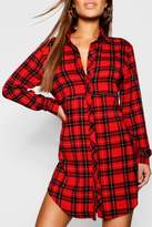 Thumbnail for your product : boohoo Petite Checked Shirt Dress