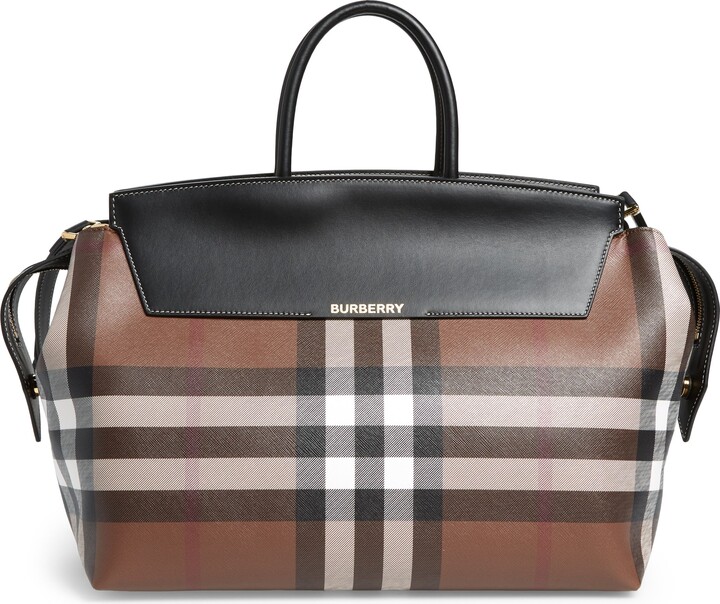 Burberry Medium Catherine Check ECanvas & Leather Tote ShopStyle