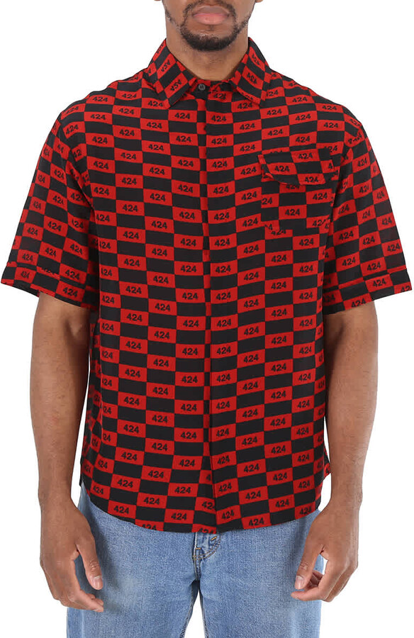 424 Short-sleeve Repeat Logo Shirt In Red/Black