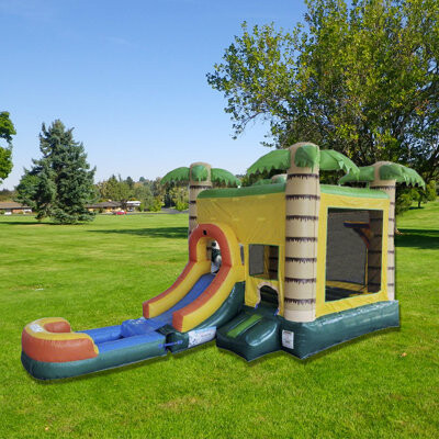 Jingo Jump 24' x 13' Tropical Bounce House with Water Slide and Air Blower