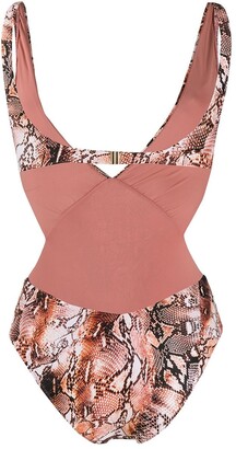 Melissa Odabash Cut-Out Swimsuit With Snakeskin Print