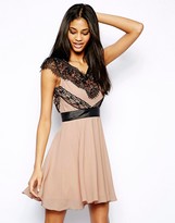 Thumbnail for your product : Elise Ryan Contrast Skater Dress in Eyelash Lace
