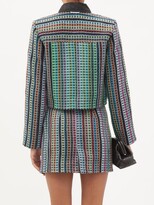Thumbnail for your product : Marine Serre Striped Cotton-terry Jacket - Green Multi