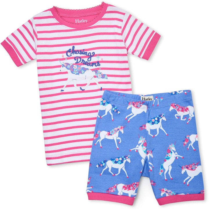BNWT Hatley Girls Rainbow Unicorns Pyjamas Snug Organic Cotton Lilac Fun Cute