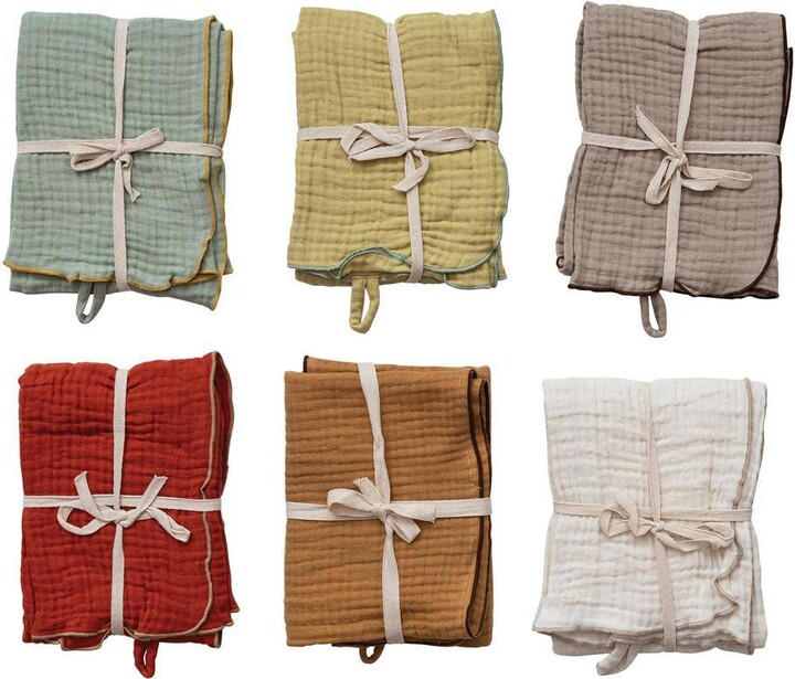 Storied Home Multi-Color Waffle Knit Woven Double Cotton Cloth Tea Towels (Set of 6)