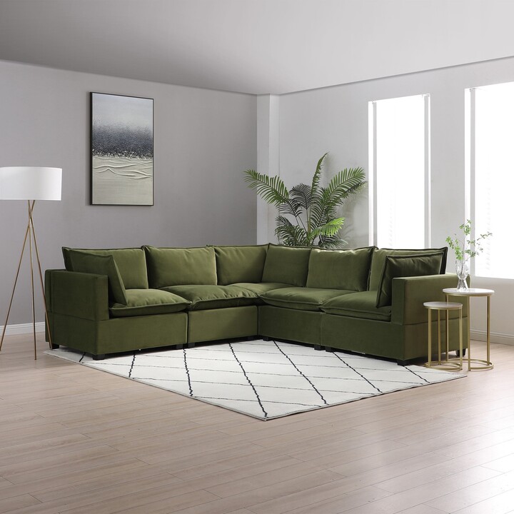 Dunelm Moda Corner Modular Sofa, Olive Velvet Green ShopStyle