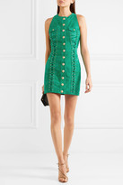 Thumbnail for your product : Balmain Lace-up Suede Mini Dress - Jade