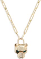 Thumbnail for your product : Effy 14K Yellow Gold, Emerald & Diamond Panther Pendant Necklace