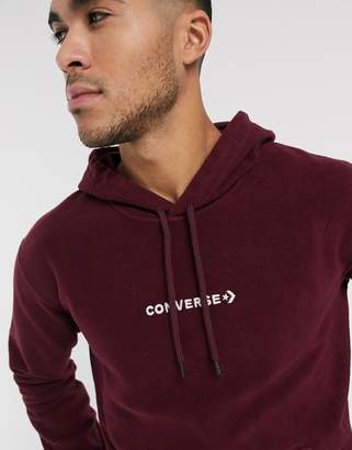 Converse Made in Italy reverse fleece logo hoodie in burgundy