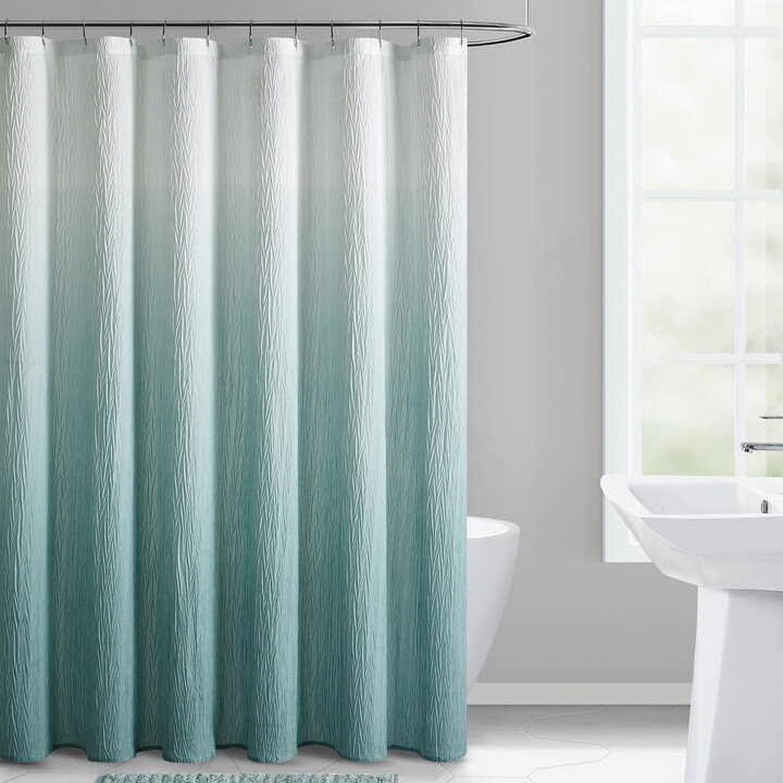 Bed Bath & Beyond VCNY Home Aqua Ombre Taffeta Fabric Shower Curtain