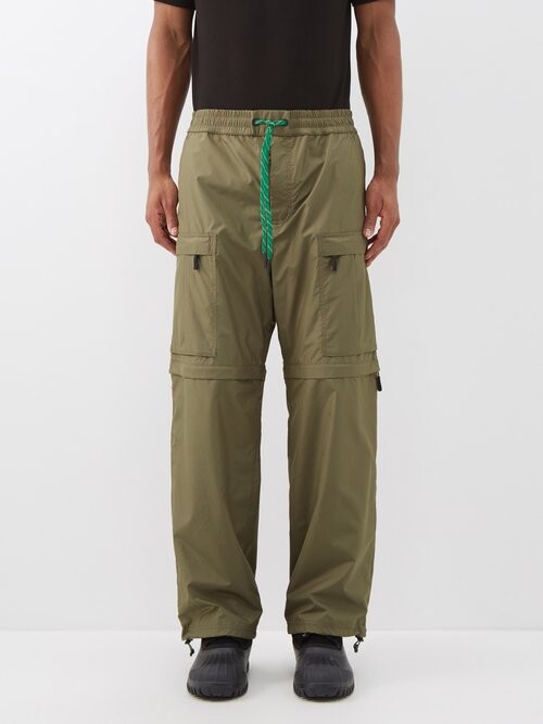 3 MONCLER GRENOBLE Zip-off Convertible Ripstop Pants in Green for Men