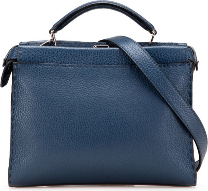 Fendi Navy Leather Handbag Shoulder Bag (Pre-Owned)