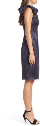 Eliza J One-Shoulder Bow Detail Satin Sheath Dress
