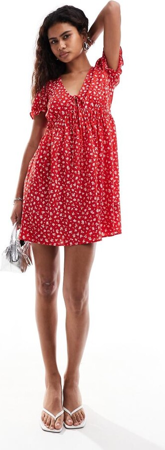 Monki Andie abstract print midi shirt dress in multi MULTI