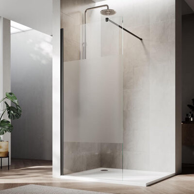 Elegant 36”W*72”H Frameless Shower Screen with 8mm Semi-frosted Easy to Clean Glass