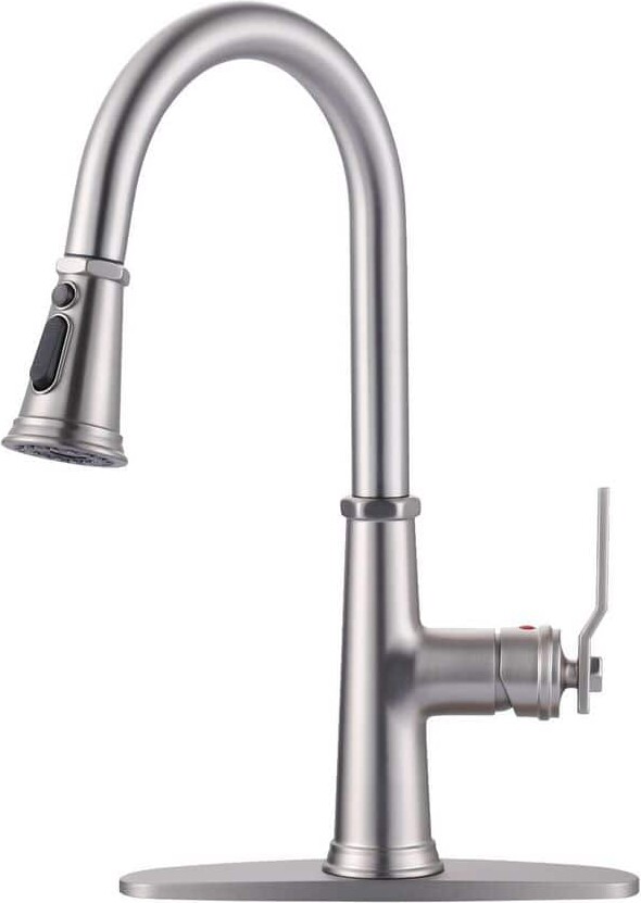 IVIGA Stainless Steel 16.7 in. H Pull Down Sprayer Kitchen Faucet with 360° Spout Swivel and 3-Mode Spray in Brushed Nickel