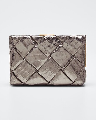 gray suede clutch bag