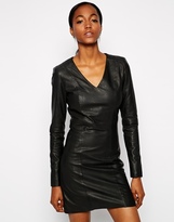 Thumbnail for your product : Gestuz Leather V Neck Dress