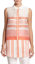 Thumbnail for your product : Lafayette 148 New York Linen & Silk Striped Blouse
