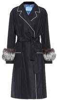 Prada Fur-trimmed silk coat 