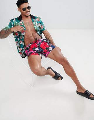 ASOS DESIGN Swim Shorts With Large Floral Print In short Length