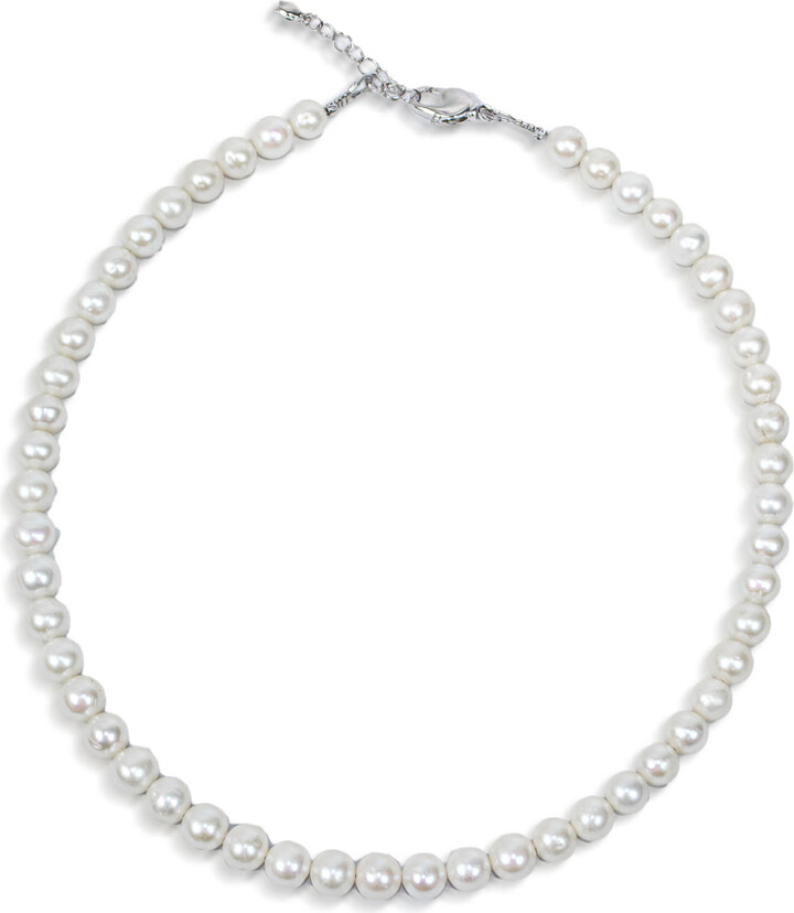 White / Silver Mayfair Pearls Classic Pearl Choker Necklace