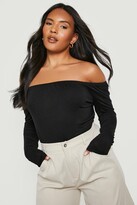 Thumbnail for your product : boohoo Plus Basic Off The Shoulder Long Sleeve Bodysuit