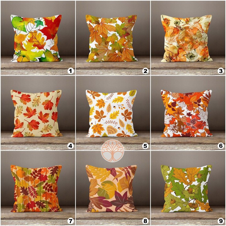 Etsy Fall Trend Pillow Cover|Autumn Cushion Case|Dry Leaves Throw Pillowtop|Decorative Case|Housewarming Farmhouse Outdoor Pillowcase