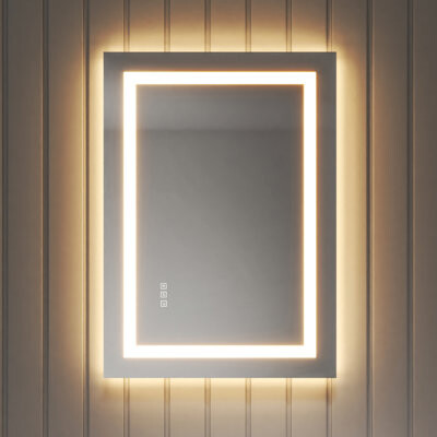 TOOLKISS Frameless LED Light Anti-Fog Wall Bathroom Vanity Mirror with Backlit & Frontlit